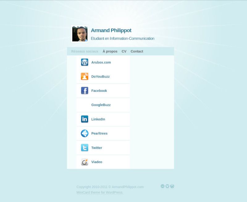 Une capture d’écran datant de 2011 de mon site construit avec WordPress