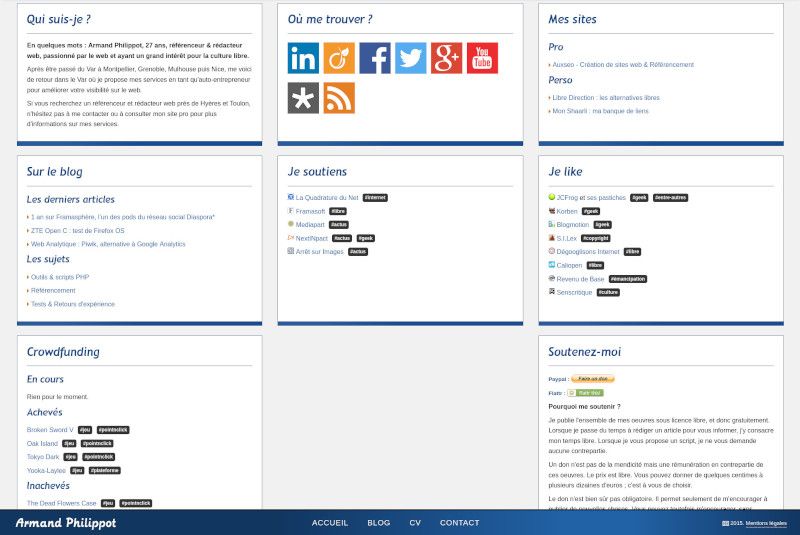 Une capture d’écran datant de 2014 de mon site construit avec WordPress