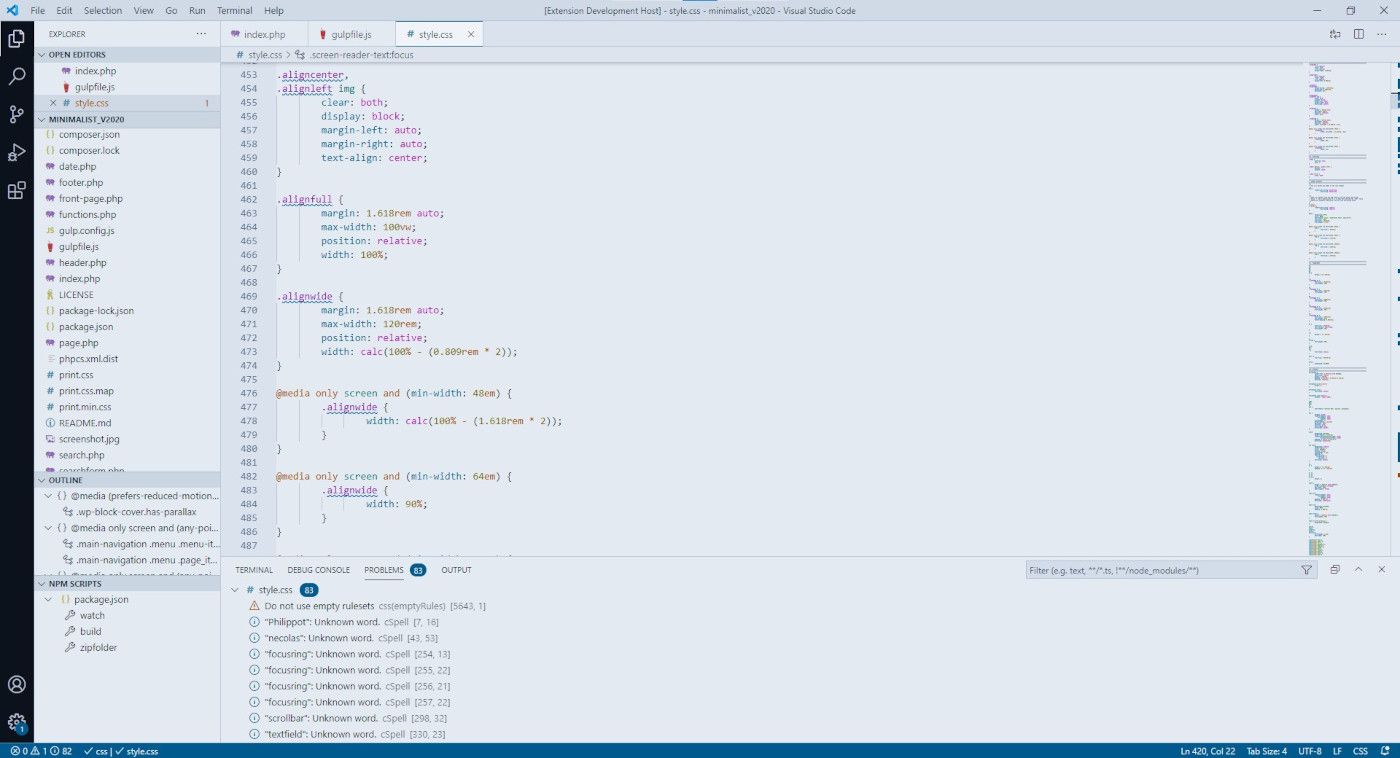 Aperçu d’un fichier CSS dans VS Code avec Coldark Cold
