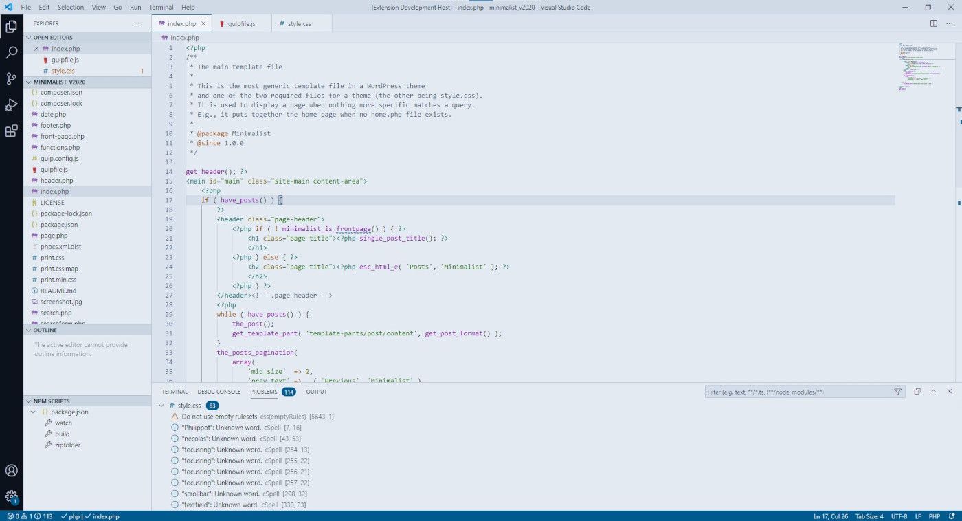 Aperçu d’un fichier PHP dans VS Code avec Coldark Cold