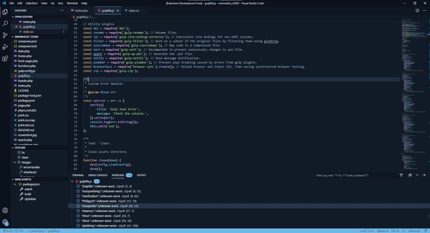 Aperçu d’un fichier Javascript dans VS Code avec Coldark Dark