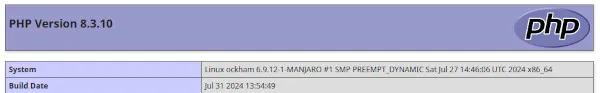 Capture d’écran de la page index.php contenant le résultat de phpinfo